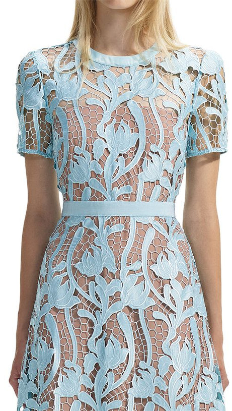 BLUE LACE MIDI DRESS