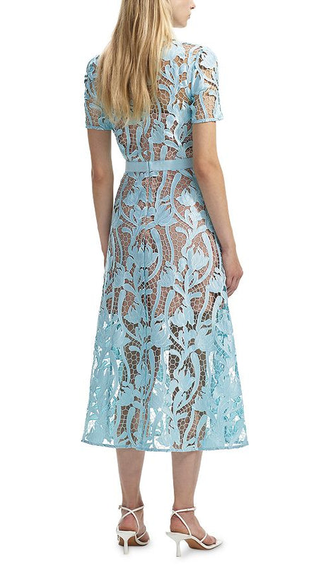 BLUE LACE MIDI DRESS