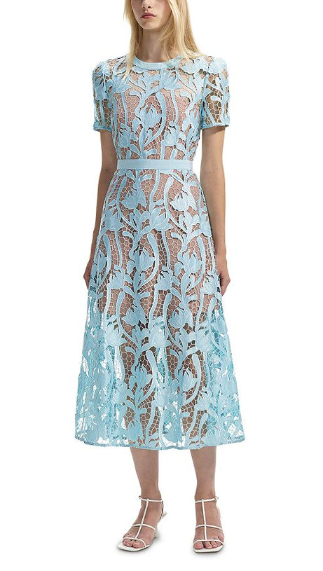 BLUE LACE MIDI DRESS