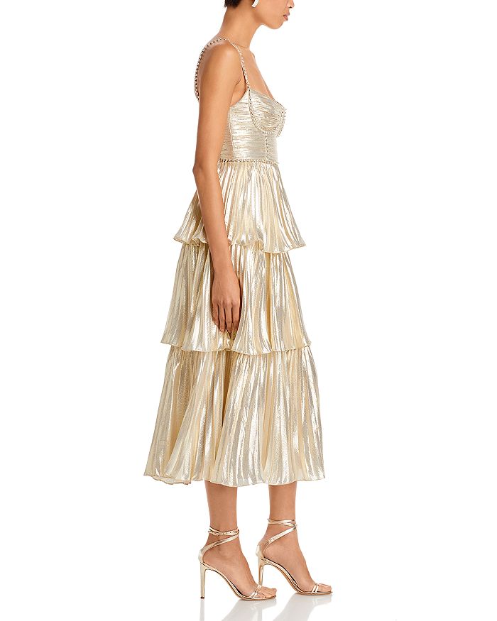 AIIZIE TIERED METALLIC MIDI DRESS - product image