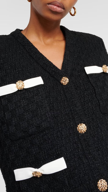 BLACK WEAVE CARDIGAN