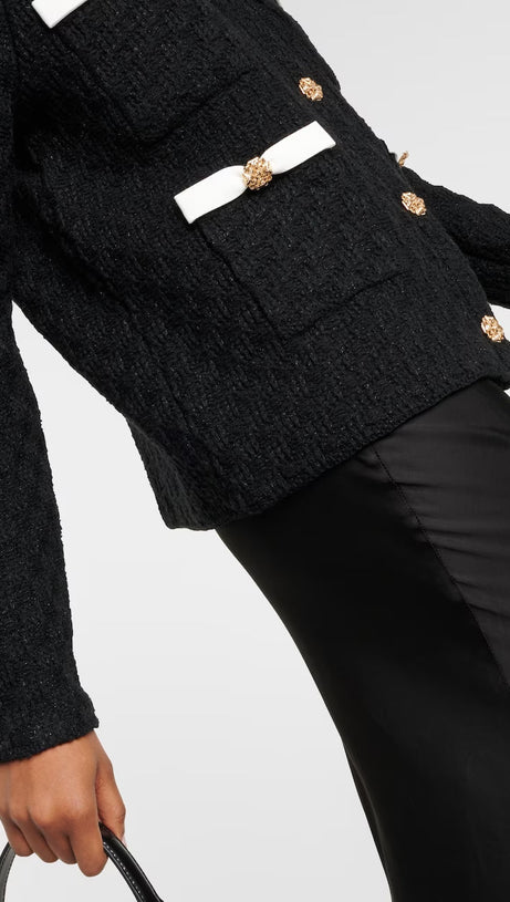 BLACK WEAVE CARDIGAN