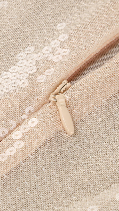 Pailletten-Maxikleid Nude Schwarz