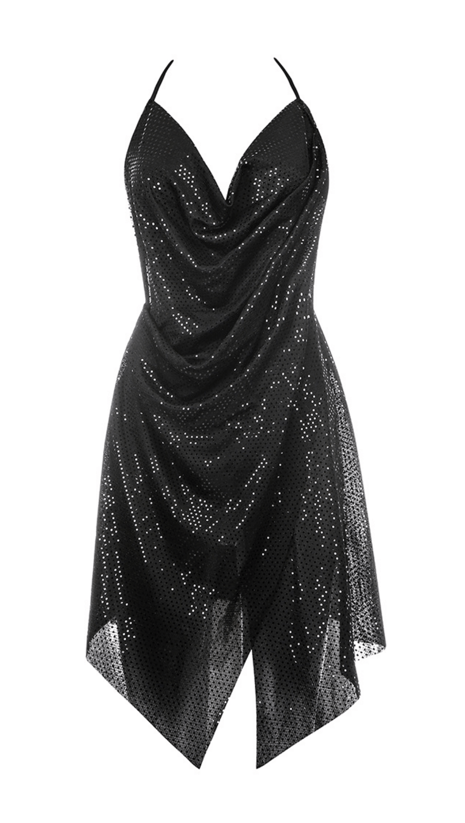 SEQUINED DIAMOND DEEP V DRESS