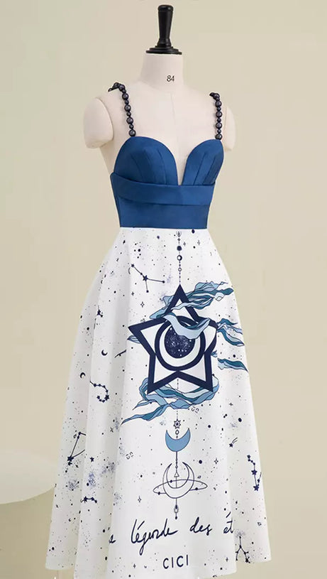 CONSTELLATION PRINT MIDI DRESS