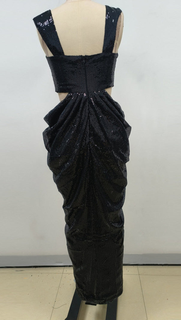 AIIZIE MIDNIGHT BLOOM 3D ROSE MAXI DRESS - product image