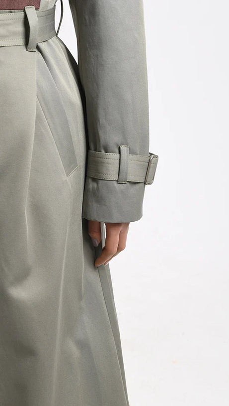 BELTED BLAZER TRENCH COAT IN BROWN GRAY