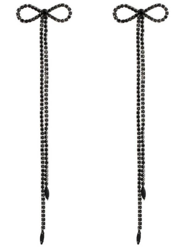 SHALINI RHINESTONE BOW LONG CHAIN EARRINGS