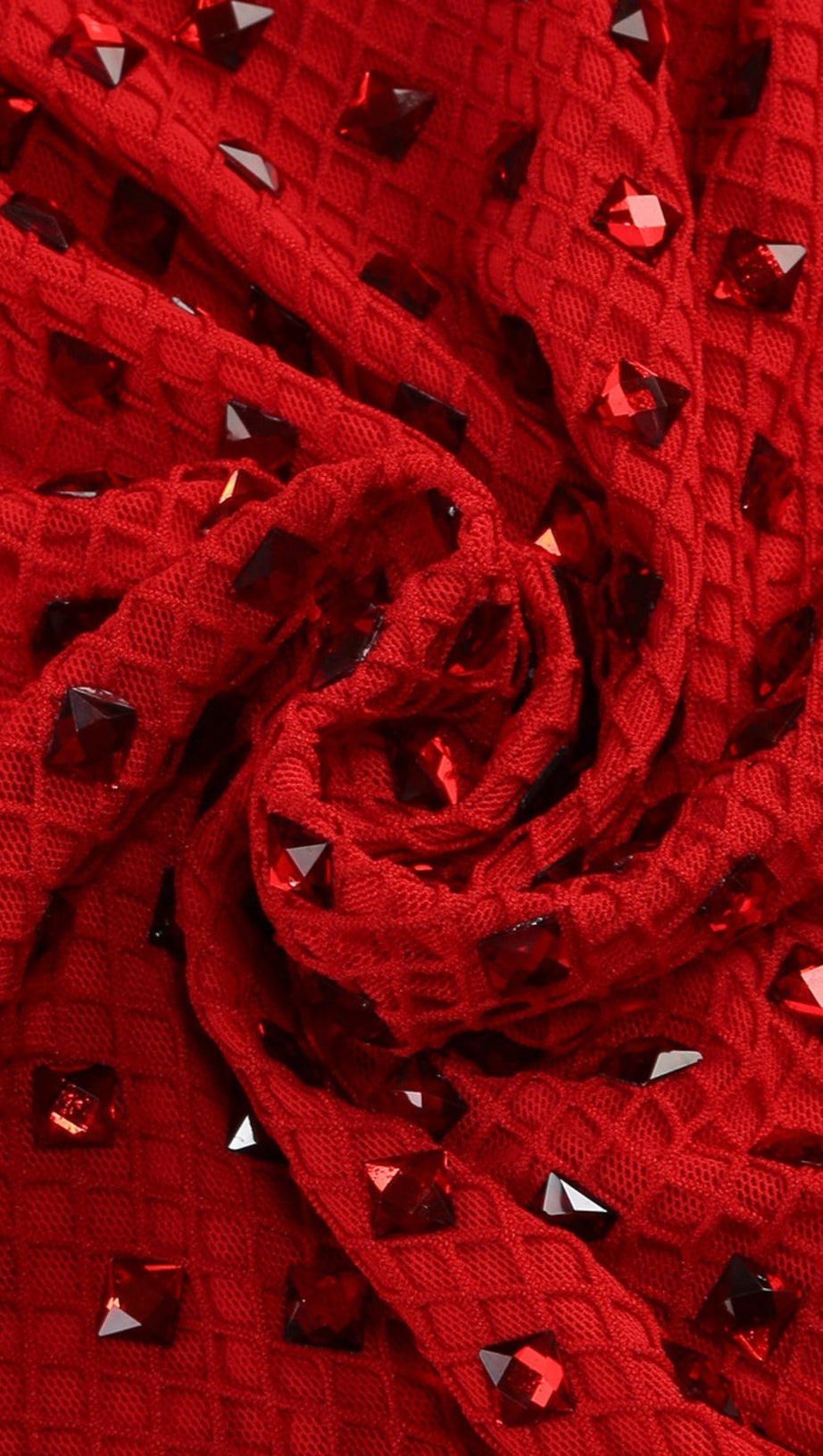 SHARRIE FLOWER RHINESTONE EMBELLISHED FISHNET MIDI DRESS