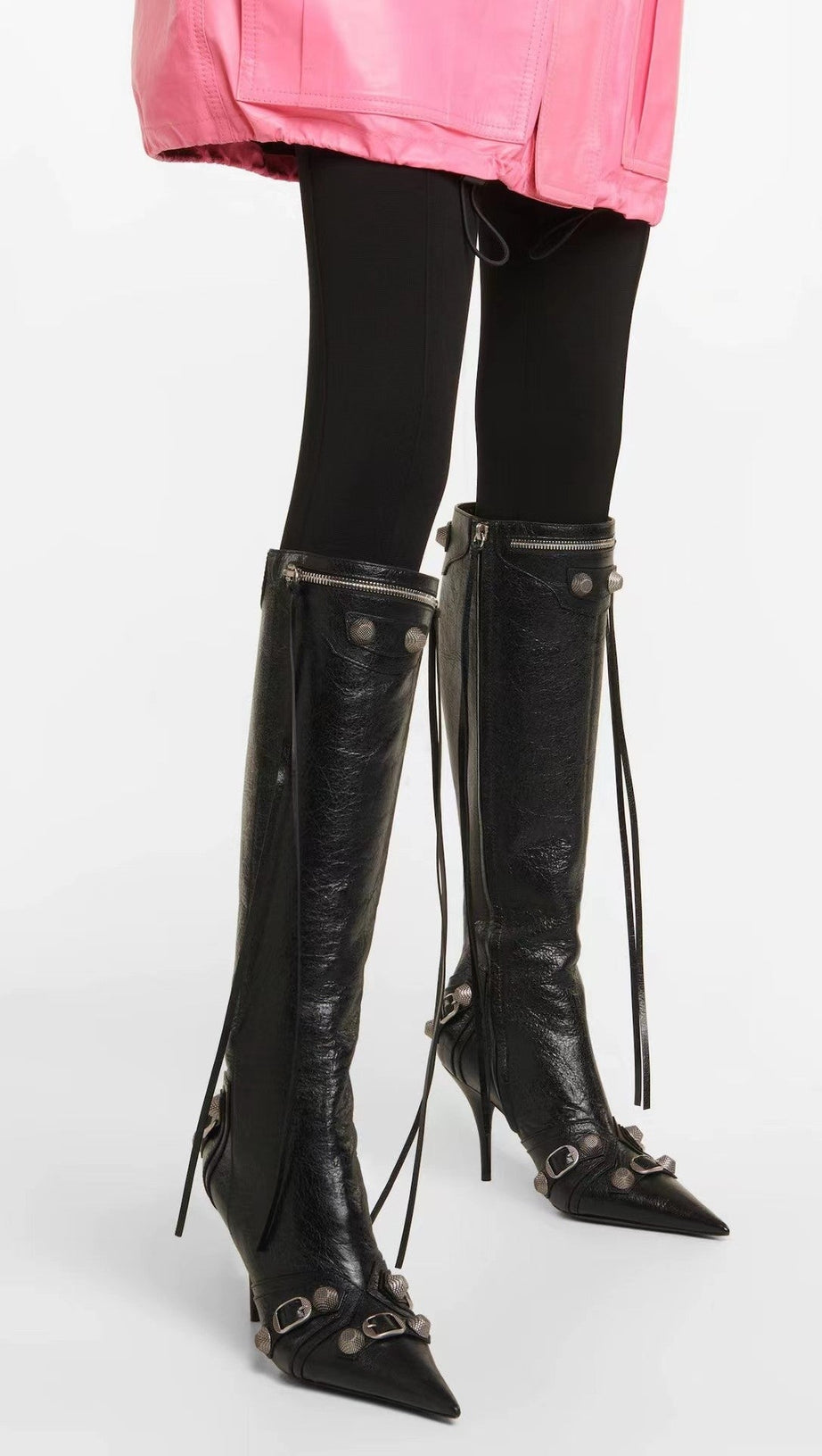 Kniehohe Stiefel „Shilia“ mit Reißverschluss - Schwarz