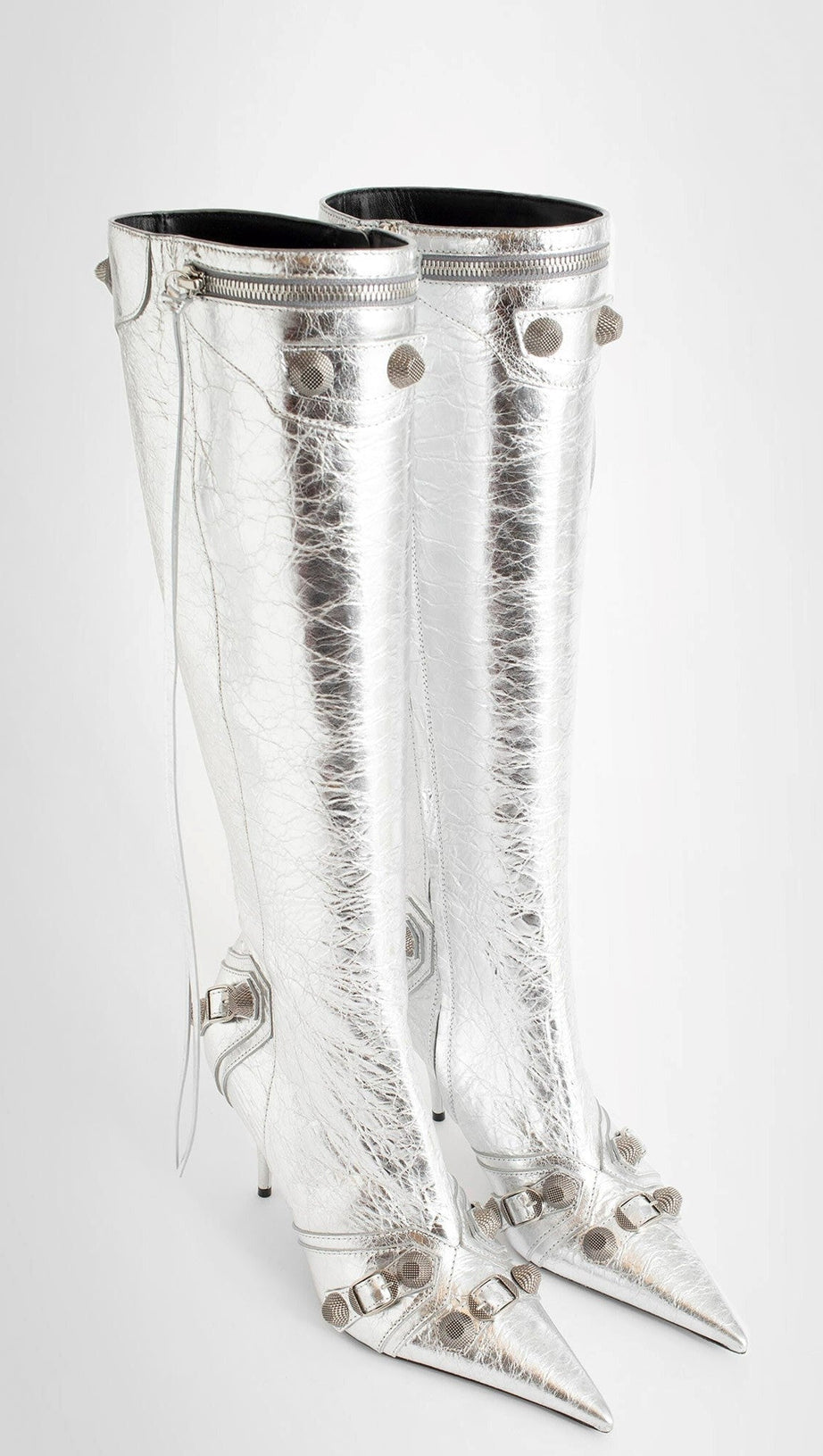 Shilia Kniehohe Stiefel mit Reißverschluss - Silber