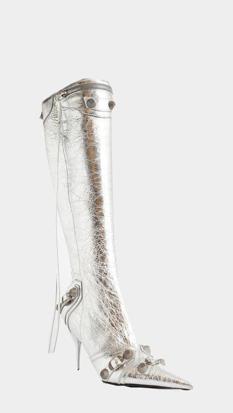 Shilia Kniehohe Stiefel mit Reißverschluss - Silber