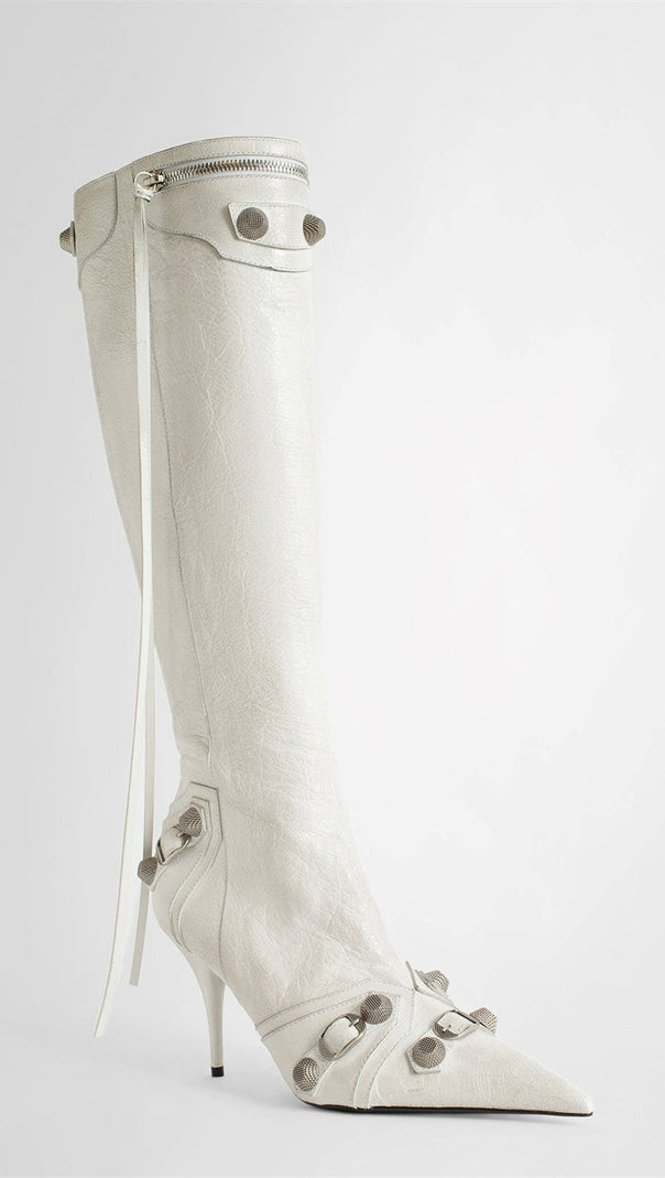 AIIZIE SHILIA ZIP KNEE-HIGH BOOTS - WHITE - product image