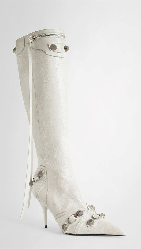 Kniehohe Stiefel „Shilia“ mit Reißverschluss - Weiß