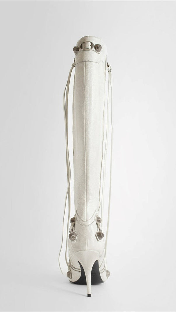 AIIZIE SHILIA ZIP KNEE-HIGH BOOTS - WHITE - product image