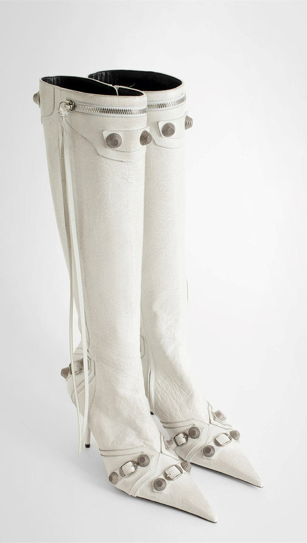 AIIZIE SHILIA ZIP KNEE-HIGH BOOTS - WHITE - product image