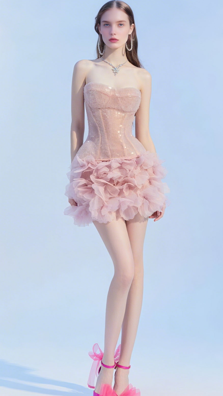 Strapless Corset Mini Dress In Pink