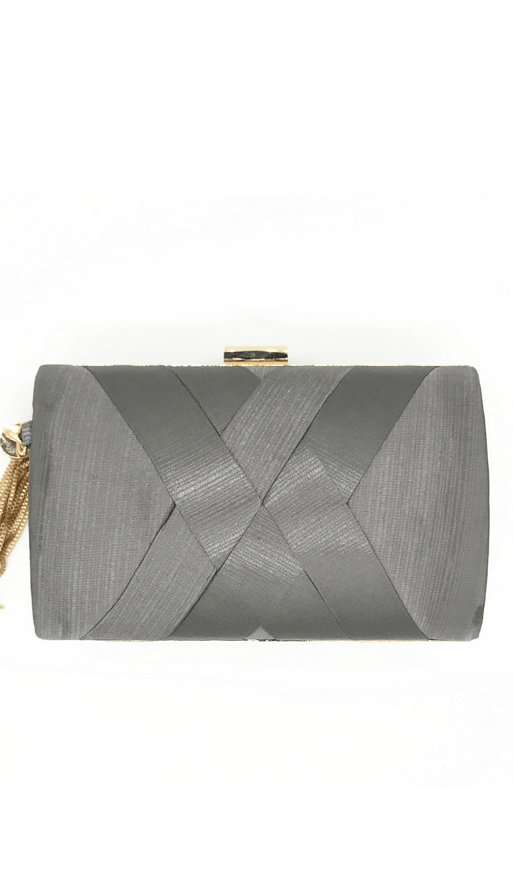 Seidenclutch mit Quastenanhänger.