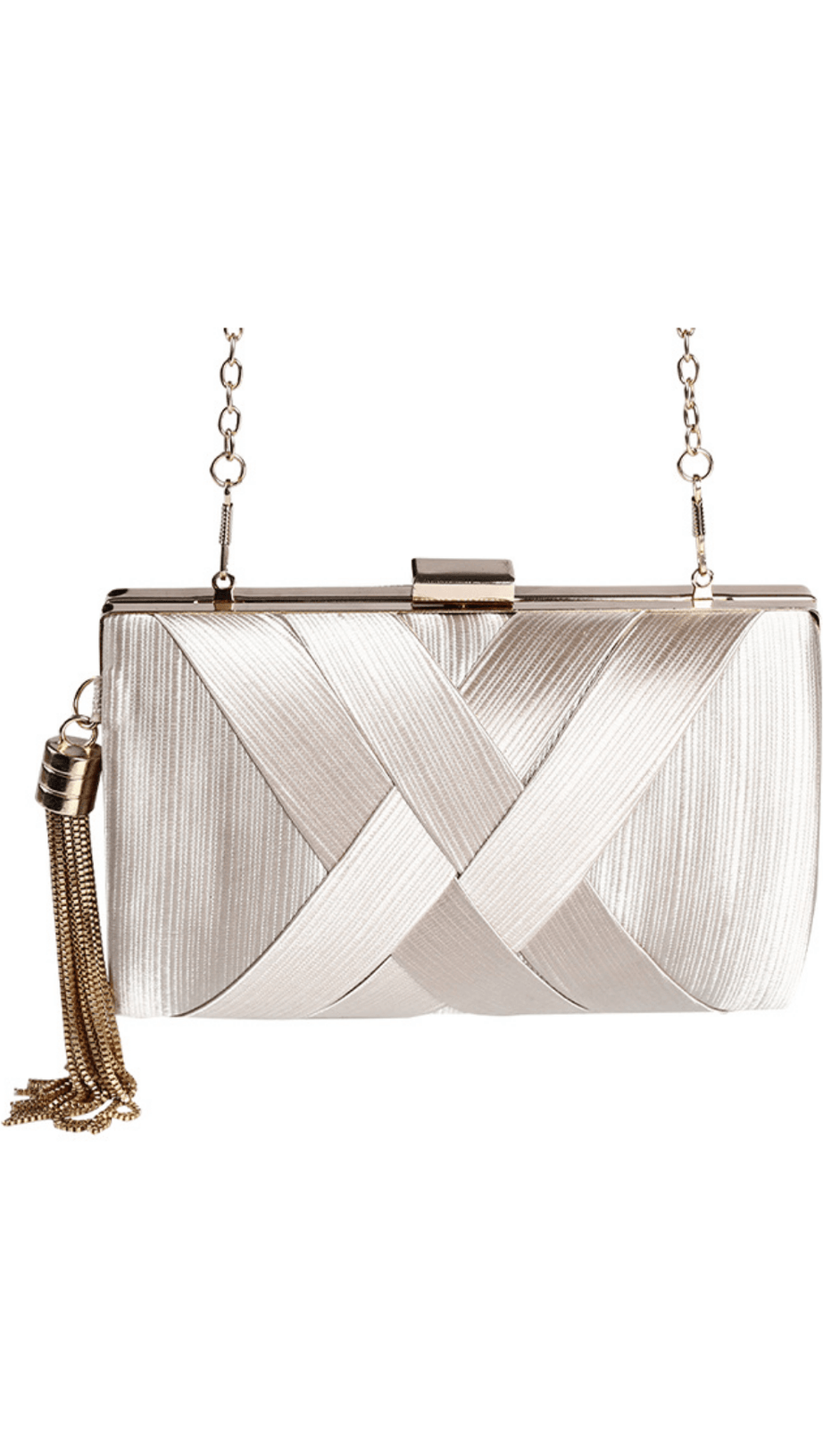 Seidenclutch mit Quastenanhänger.