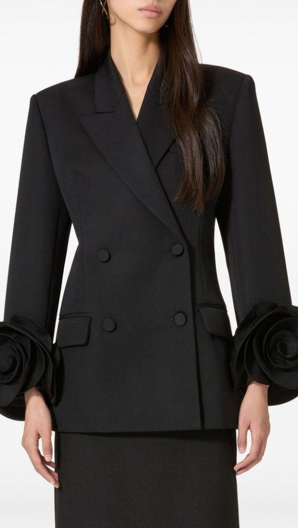 AIIZIE SOPHIA ROSE APPLIQUÉ BLAZER IN BLACK - product image