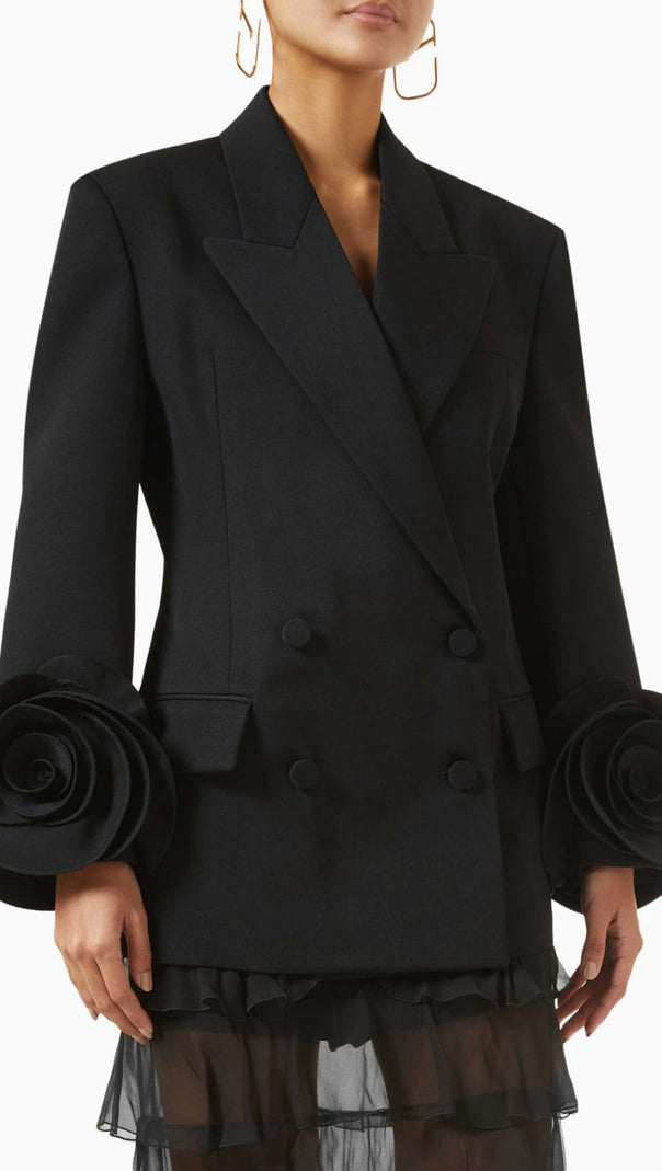 AIIZIE SOPHIA ROSE APPLIQUÉ BLAZER IN BLACK - product image