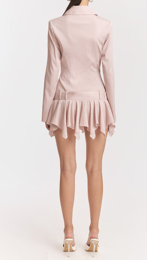 AIIZIE DINAH UMBRELLA TAIL HEM SHIRT MINI DRESS IN PINK - product image