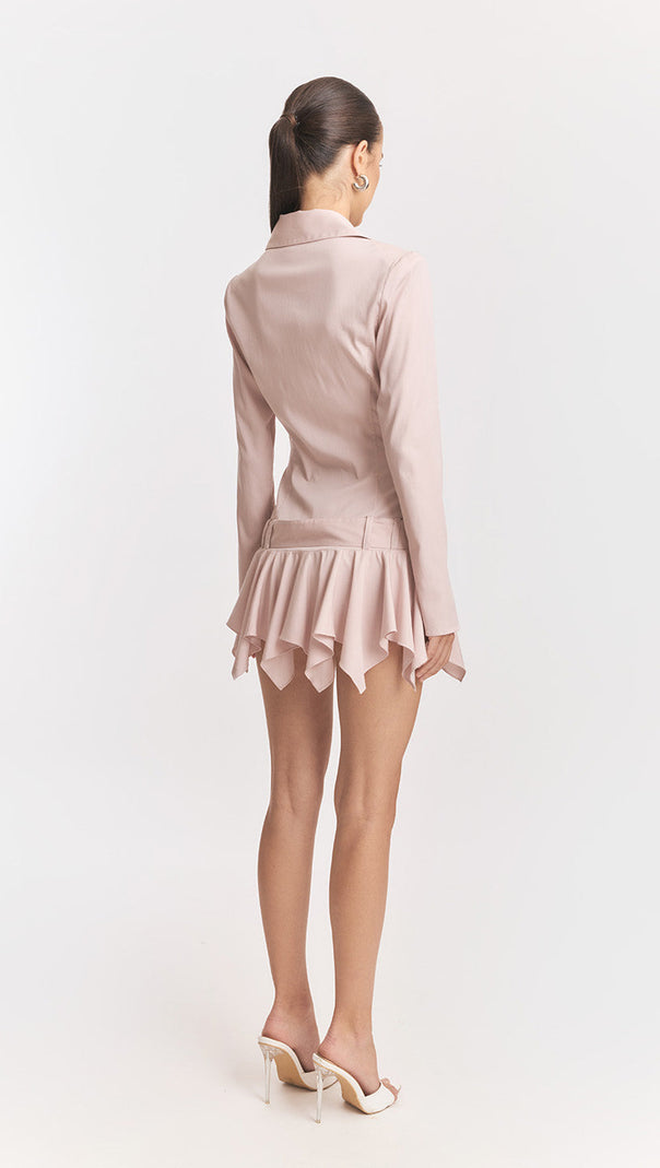 AIIZIE DINAH UMBRELLA TAIL HEM SHIRT MINI DRESS IN PINK - product image