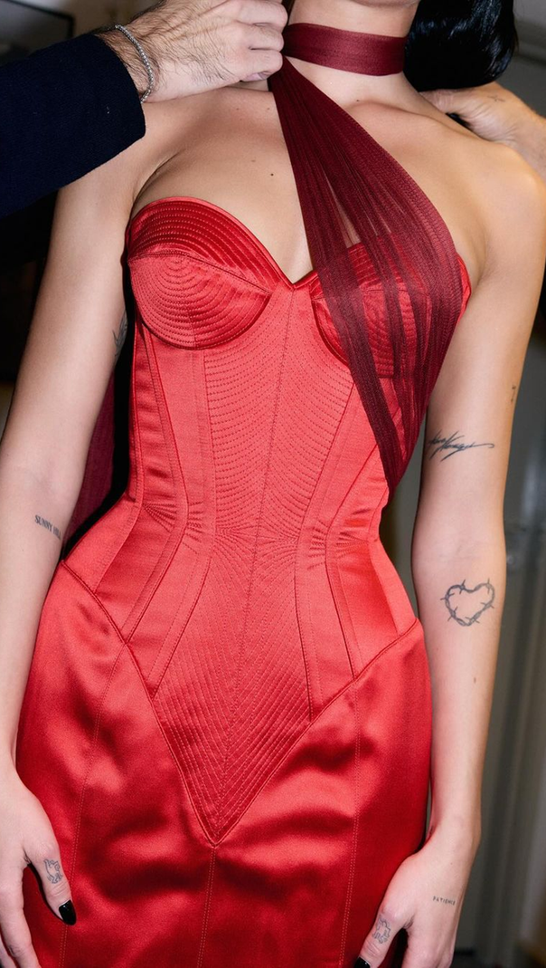 AIIZIE STRAPLESS HIGH SLIT GOWN WITH GLOVES - product image