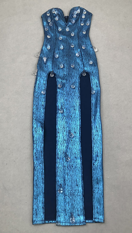 ABITO CON STAMPA DI STRASS SENZA SPALLINE