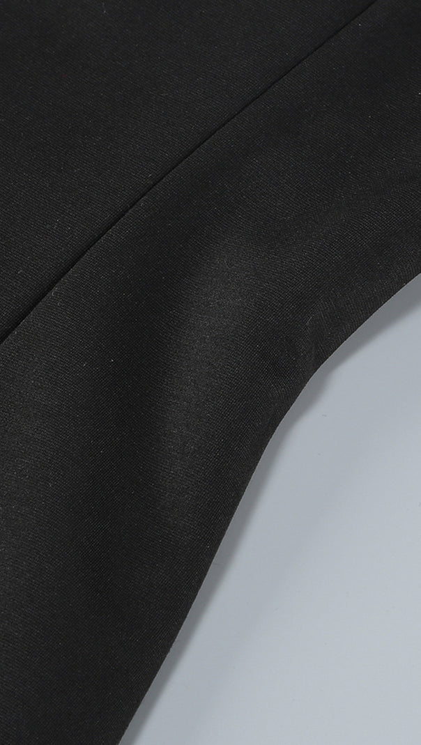Trägerloses Maxikleid in A-Linie Schwarz Elfenbein