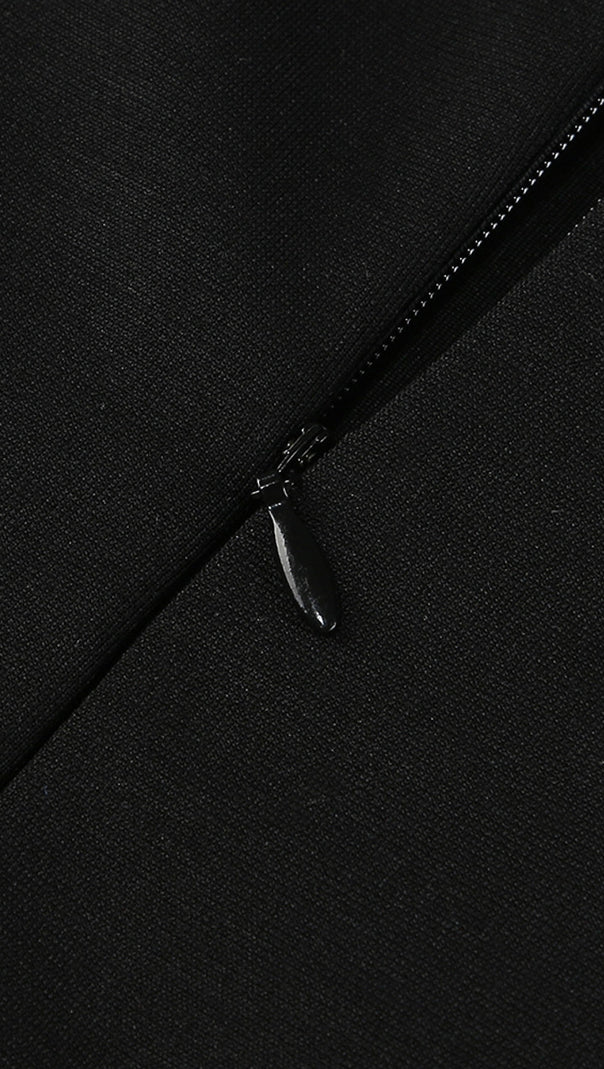 Trägerloses Maxikleid in A-Linie Schwarz Elfenbein