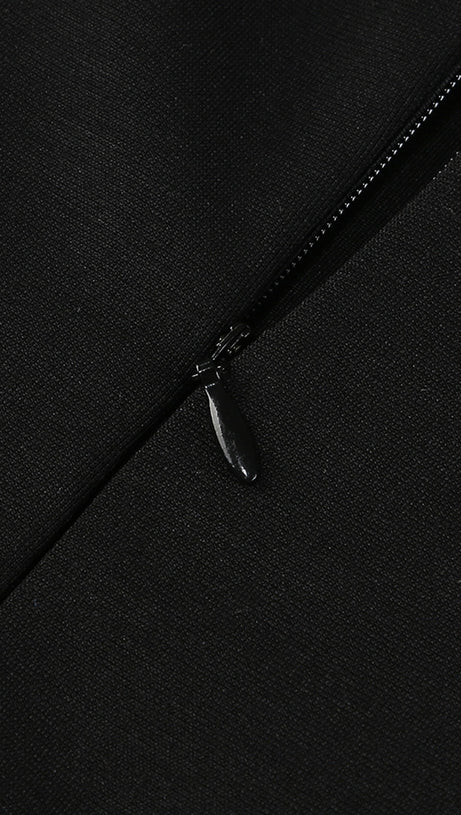 Trägerloses Maxikleid in A-Linie Schwarz Elfenbein