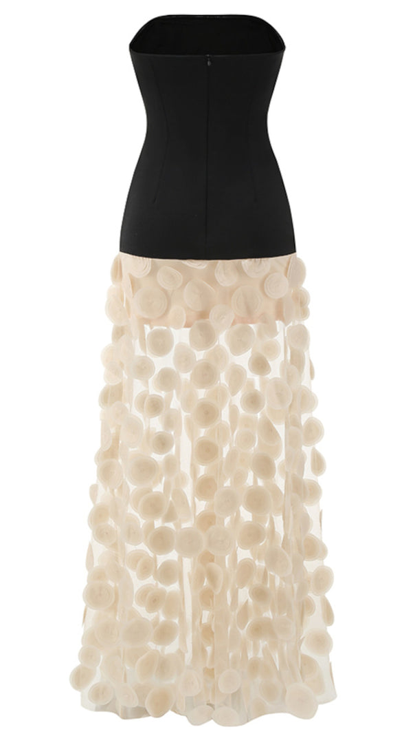 AIIZIE STRAPLESS A LINE MAXI DRESS BLACK IVORY - product image