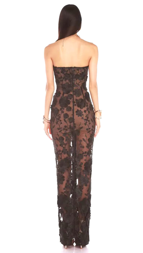 AIIZIE JASMINE STRAPLESS BLACK MAXI DRESS - product image