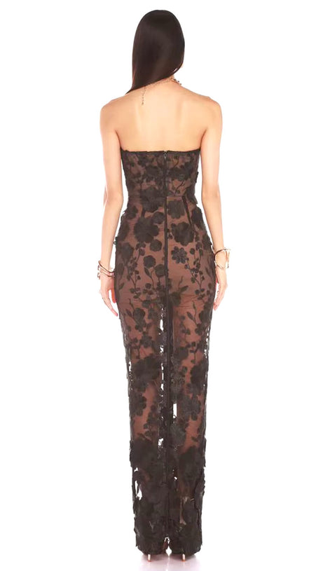 JASMINE STRAPLESS BLACK MAXI DRESS