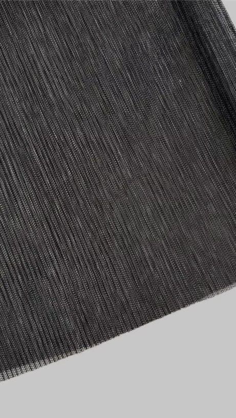 ABITO LUNGO SENZA SPALLINE CON VOLANT DI CRISTALLI NERO