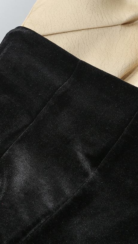 Trägerloses Meerjungfrau-Maxi-Samtkleid Schwarz Elfenbein