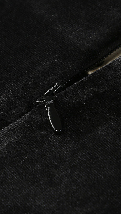 Trägerloses Meerjungfrau-Maxi-Samtkleid Schwarz Elfenbein