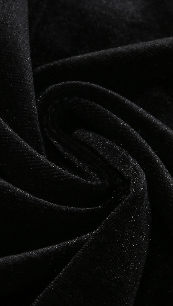 AIIZIE STRAPLESS MERMAID MAXI VELVET DRESS BLACK IVORY - product image