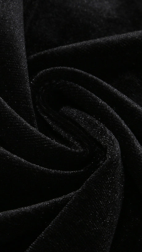 Trägerloses Meerjungfrau-Maxi-Samtkleid Schwarz Elfenbein