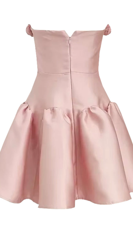 ABITO CORTO SENZA SPALLINE TINA FLOWER ROSA