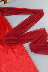 Strapless High Slit Gown With Gloves