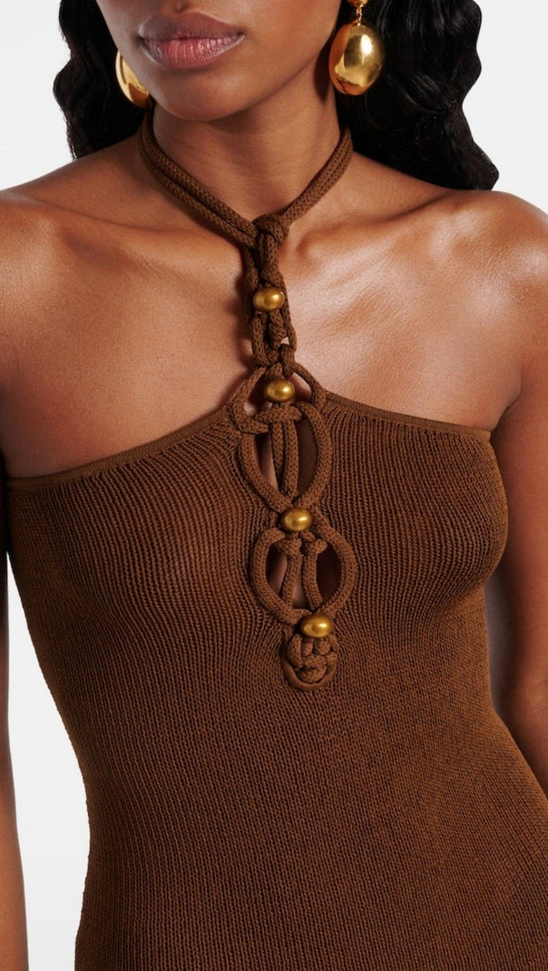 AIIZIE HALTER KNITTED MAXI DRESS - product image