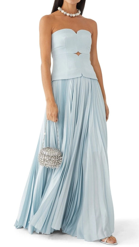 SWEETHEART NECK OFF-SHOULDER PLEATED MIDI DRESS