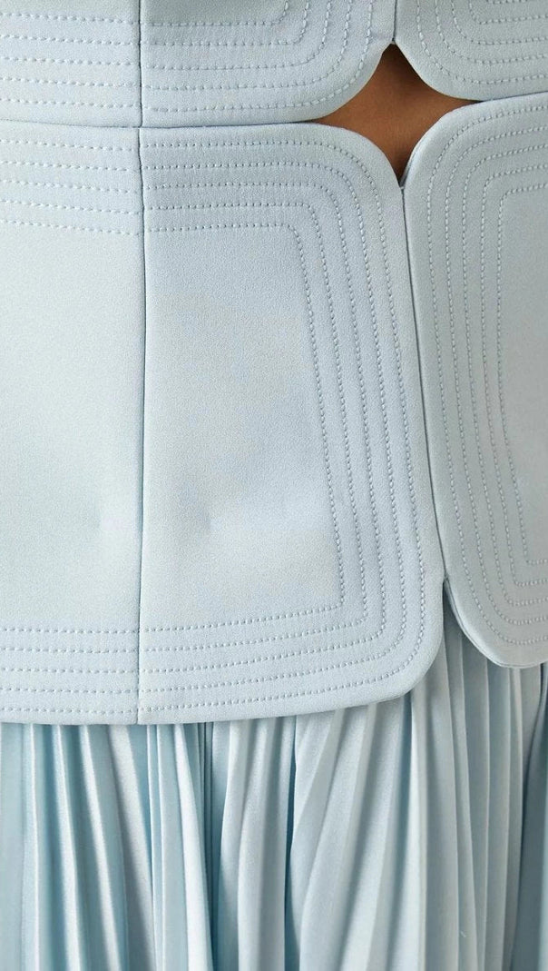 AIIZIE SWEETHEART NECK OFF-SHOULDER PLEATED MIDI DRESS - product image