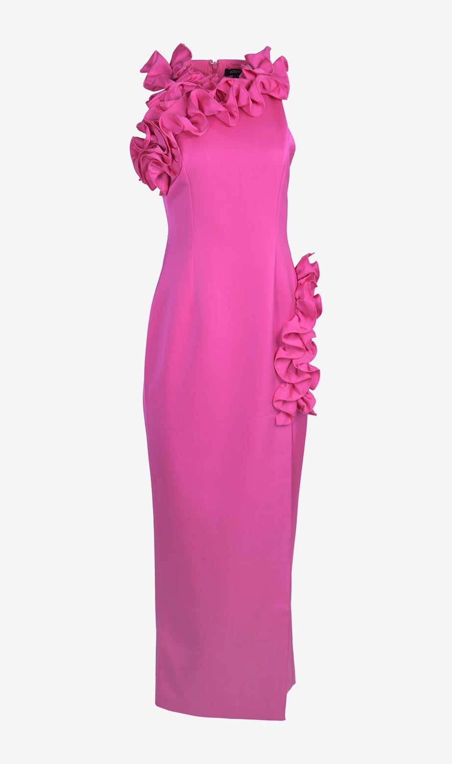 Hot Pink Ruffled Midi Dress