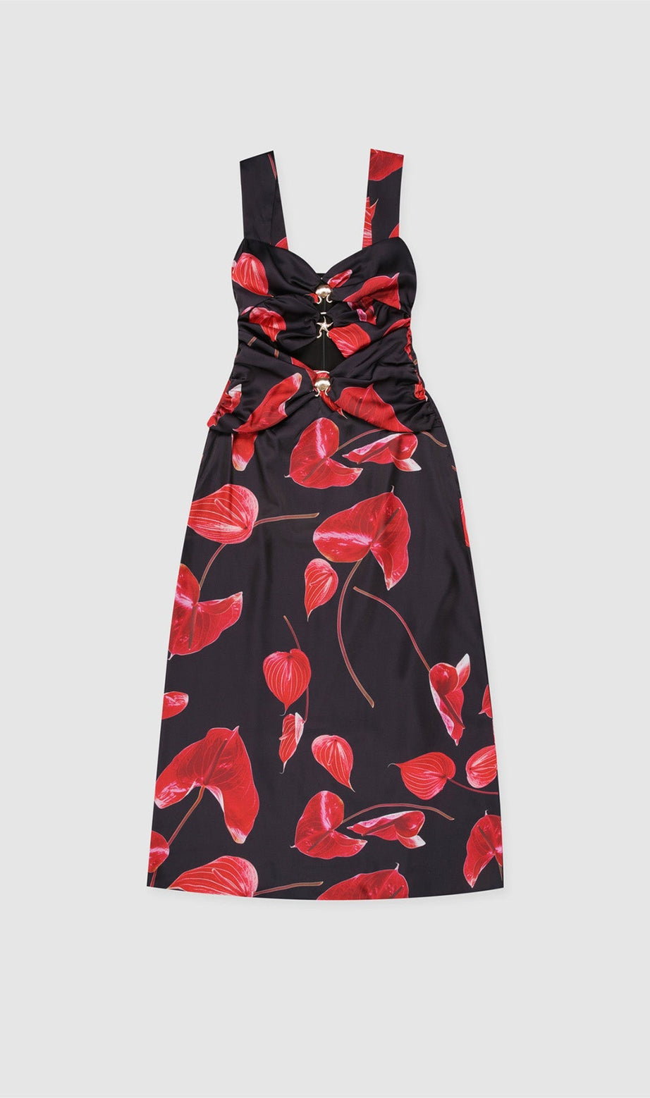 Abito midi con cut-out - Noir Anthurium