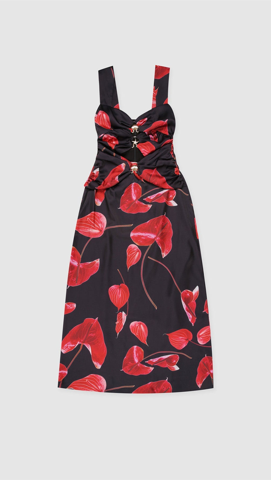 Abito midi con cut-out - Noir Anthurium