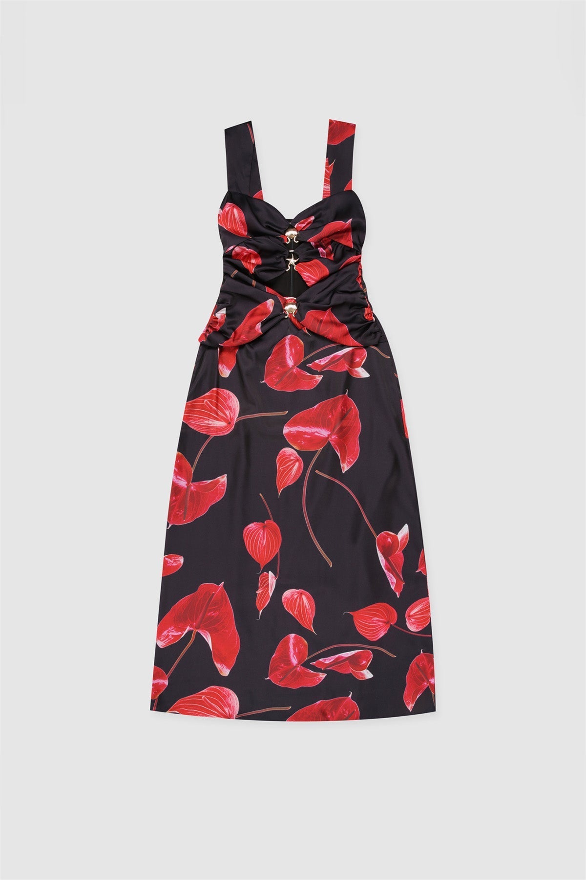 CUT OUT MIDI DRESS - NOIR ANTHURIUM