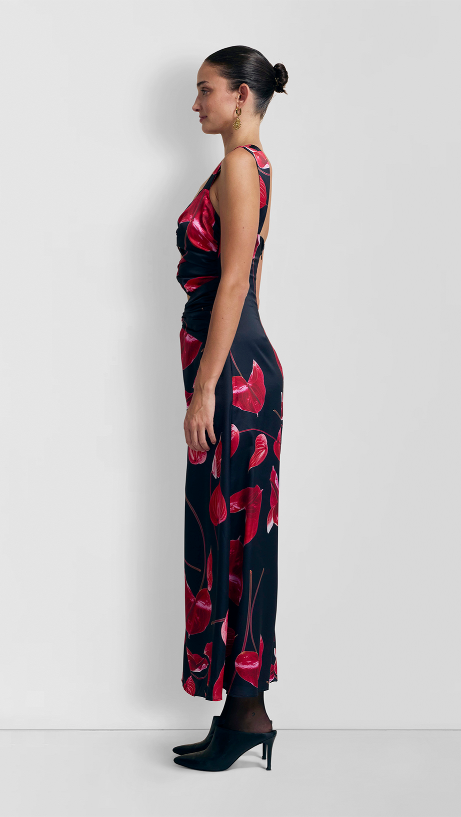 Midikleid mit Cut-Outs - Noir Anthurium